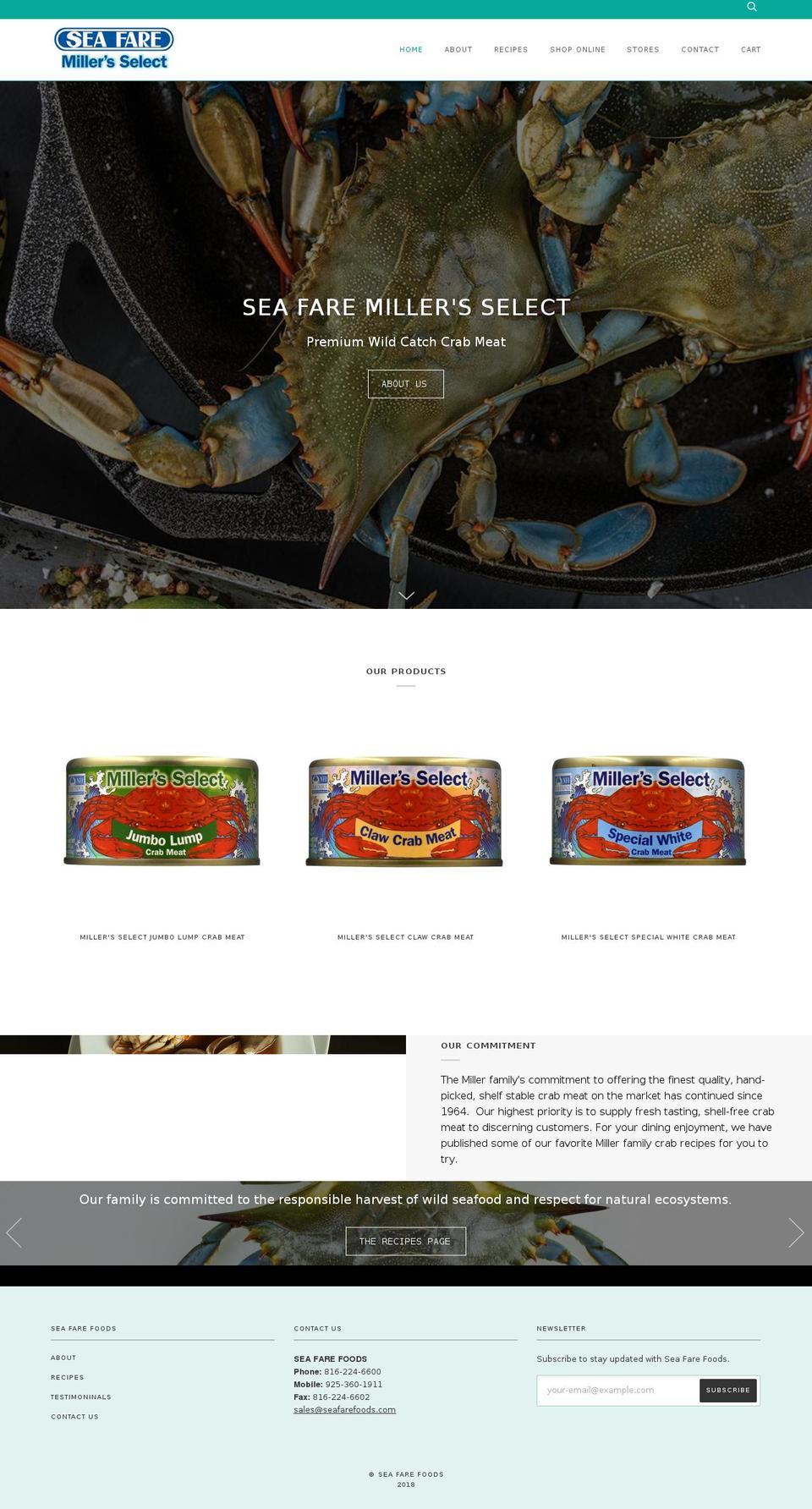seafarefoods.com shopify website screenshot