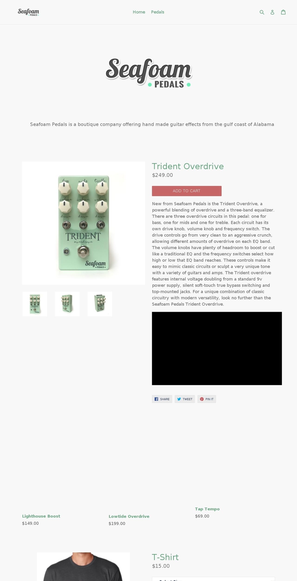 seafoampedals.com shopify website screenshot