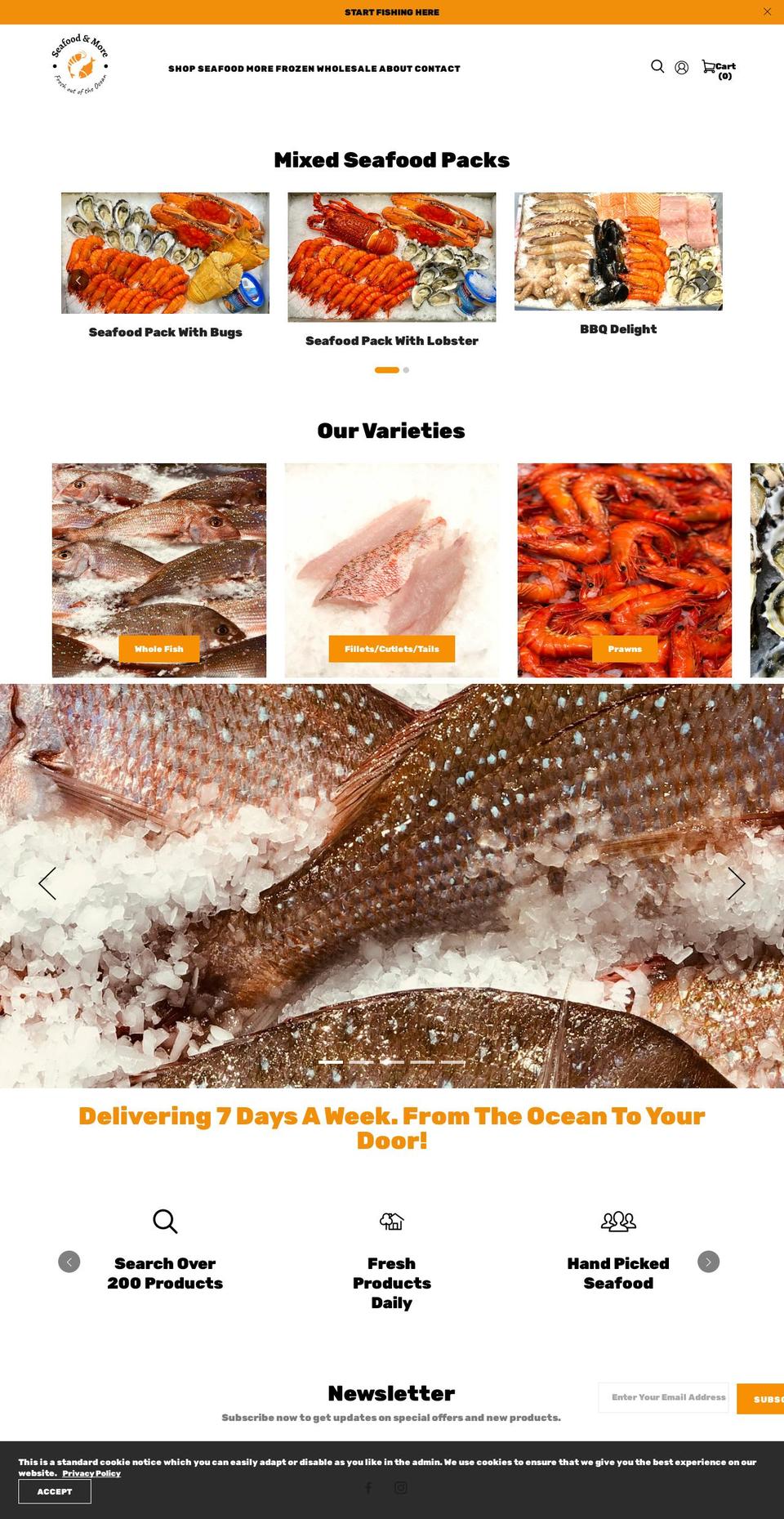 seafoodandmore.com.au shopify website screenshot