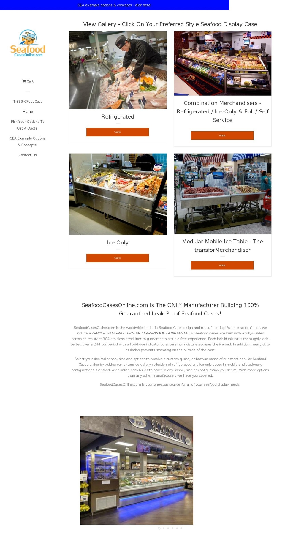 seafoodcasesonline.com — Shopify storefront screenshot