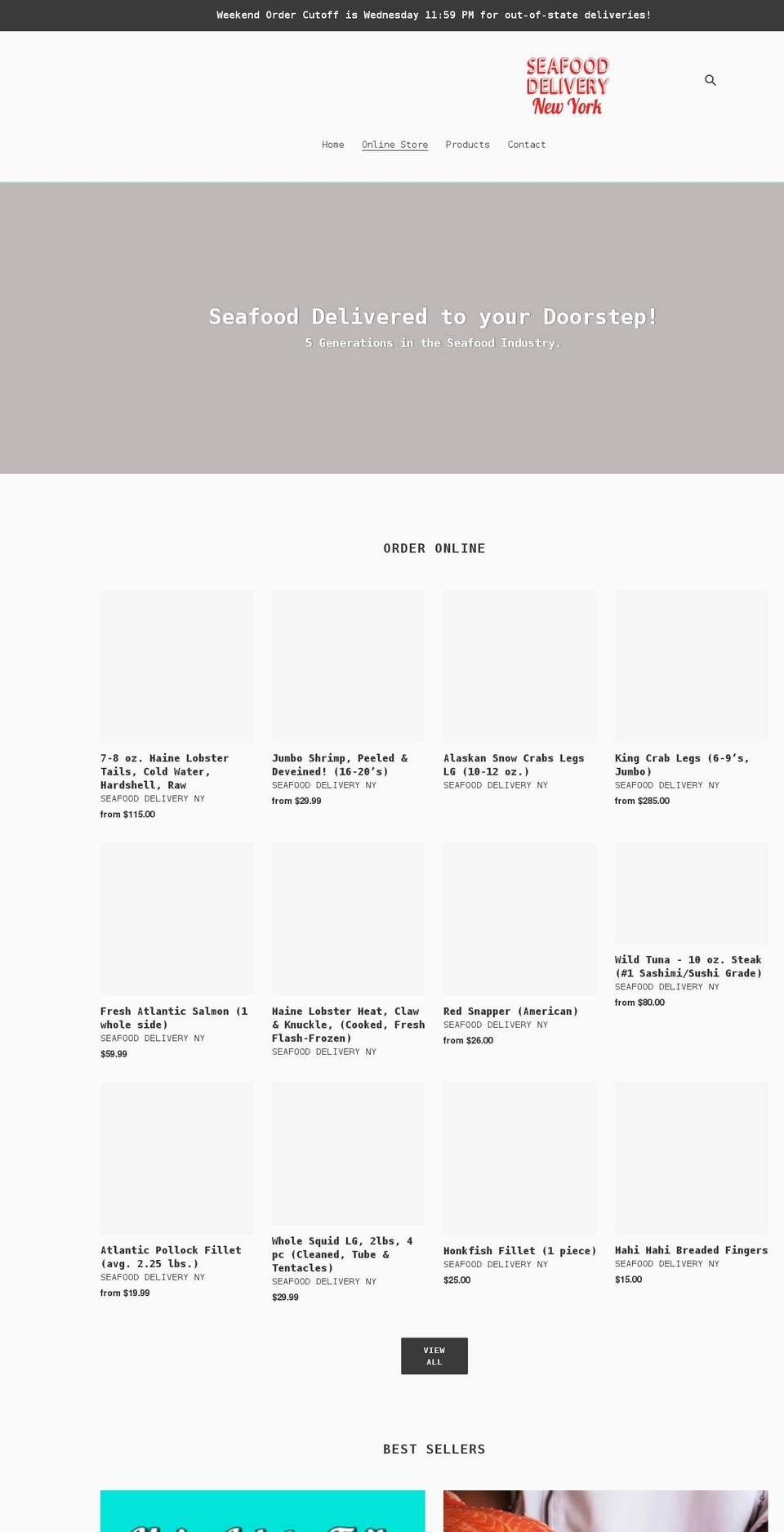 seafooddeliveryny.com shopify website screenshot