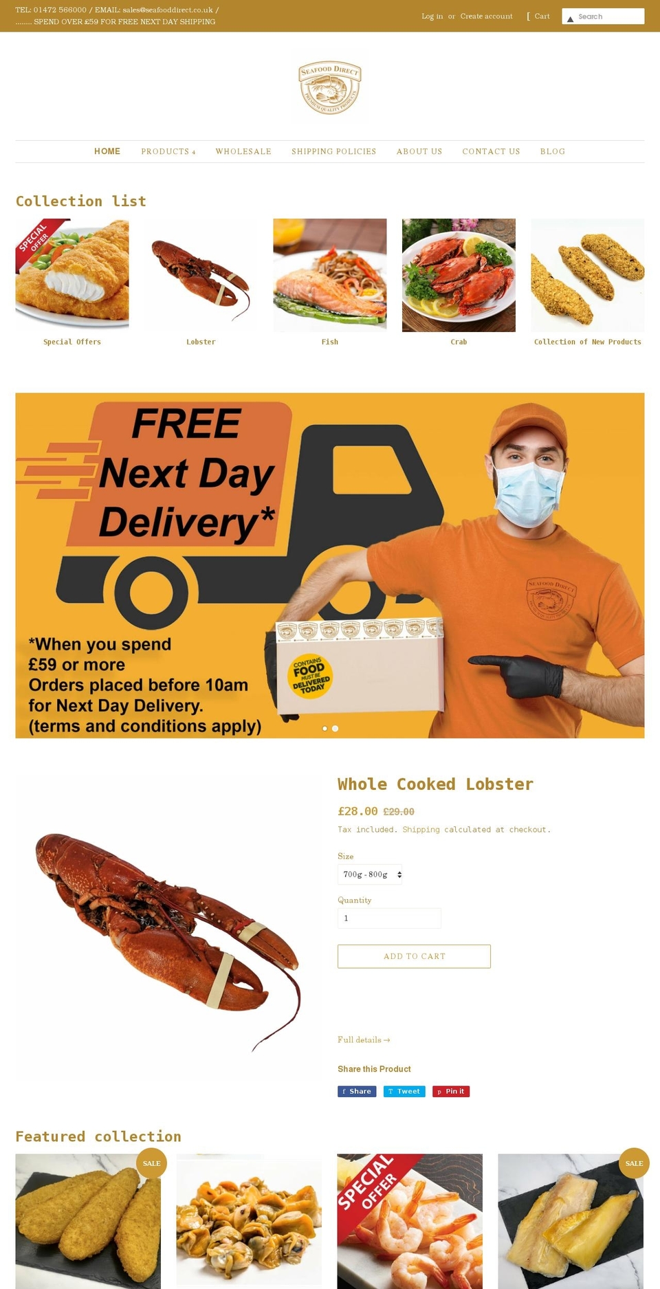 seafooddirect.co.uk shopify website screenshot