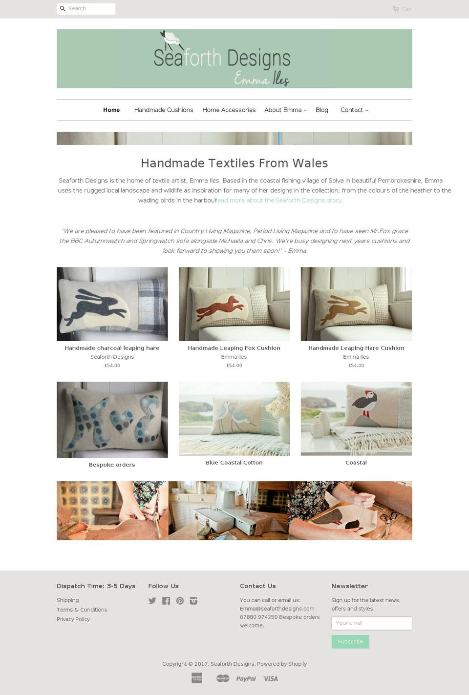 seaforthdesigns.com shopify website screenshot