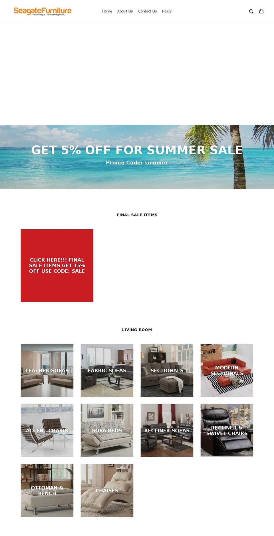 seagatefurniture.com — Shopify storefront screenshot
