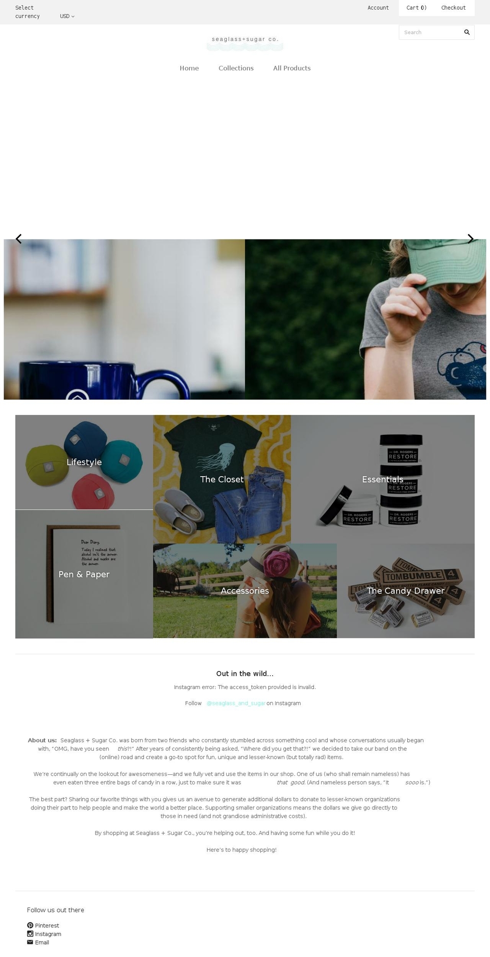 seaglassandsugar.com — Shopify storefront screenshot