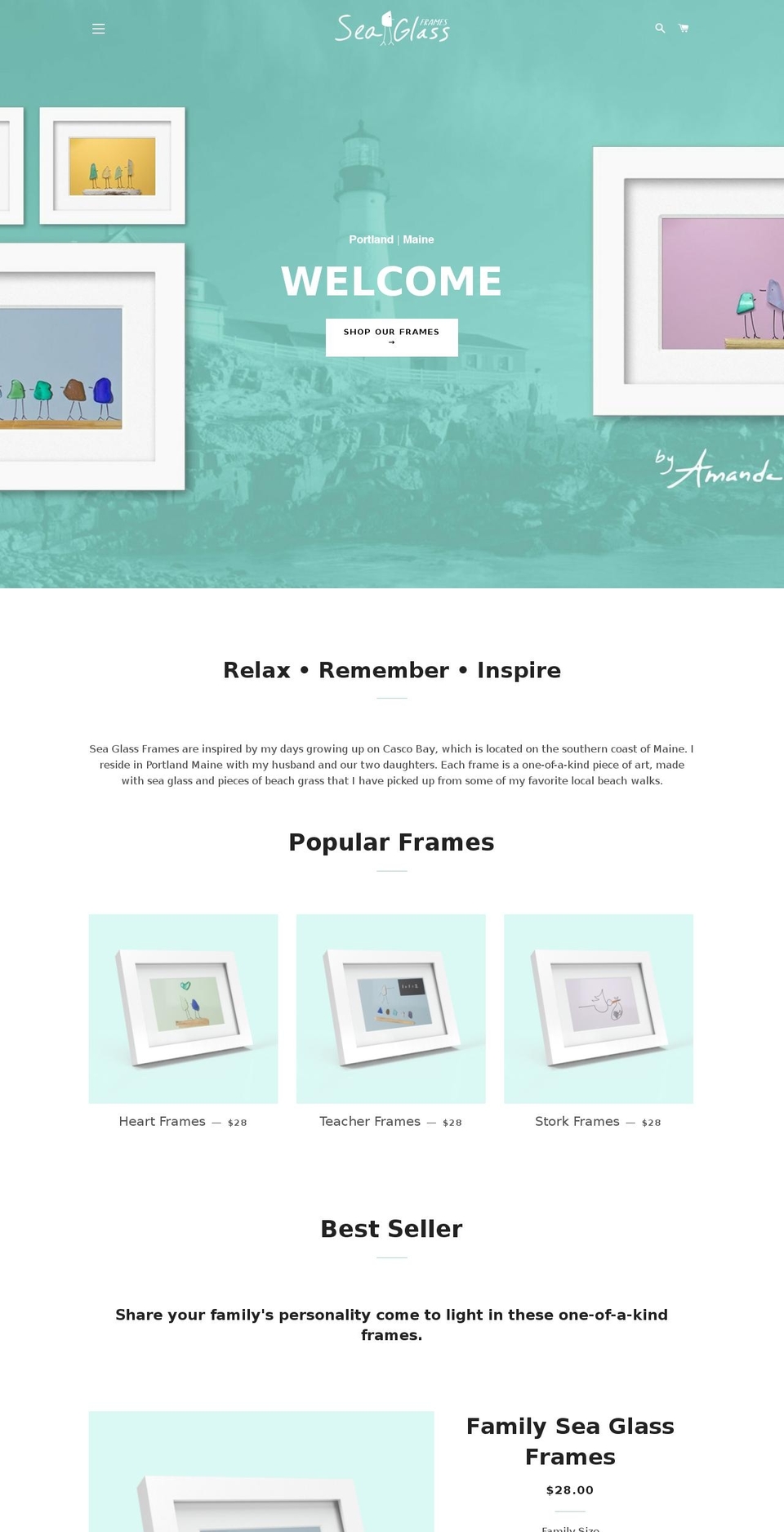 seaglassframes.com — Shopify storefront screenshot