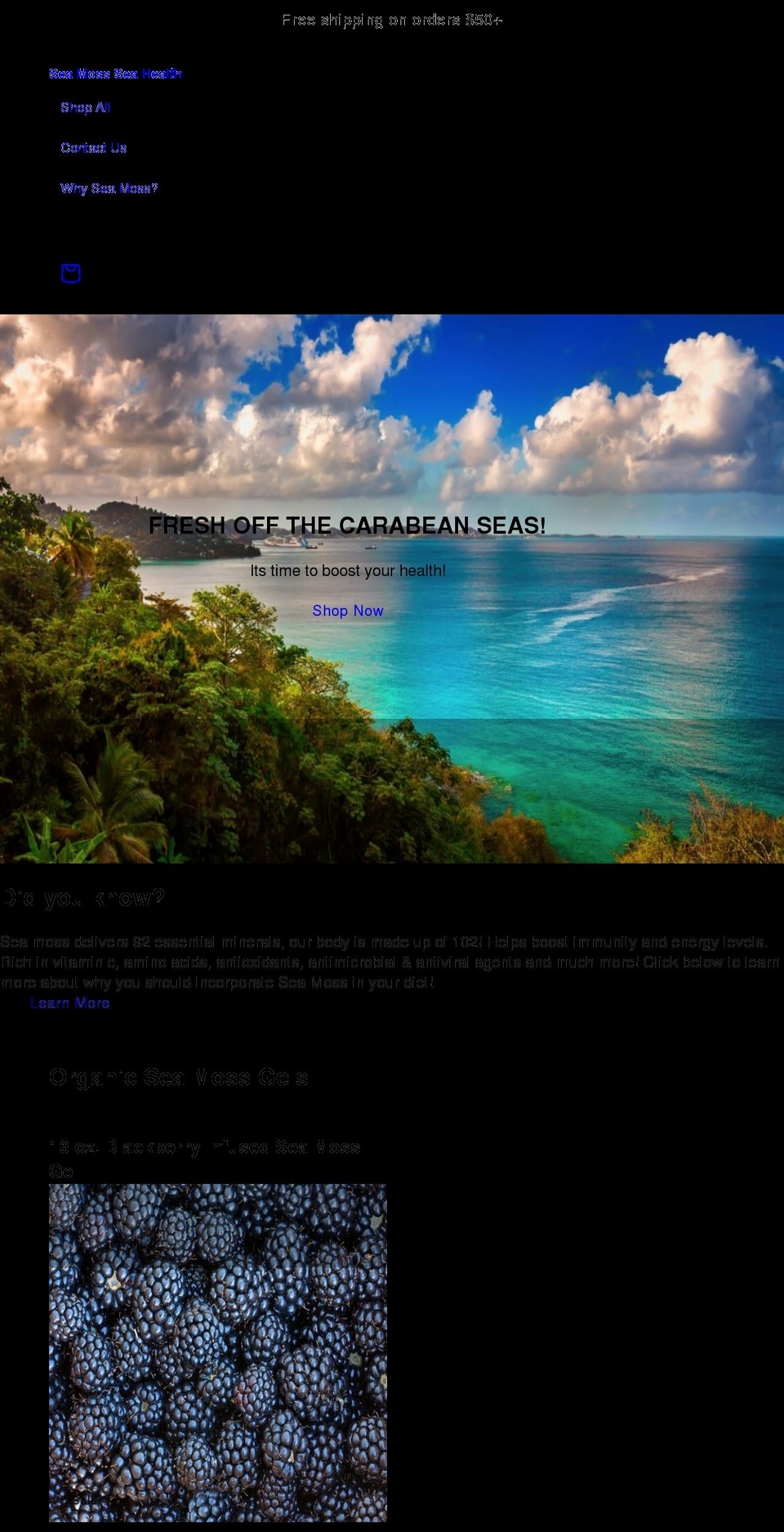 seahealthseamoss.com shopify website screenshot