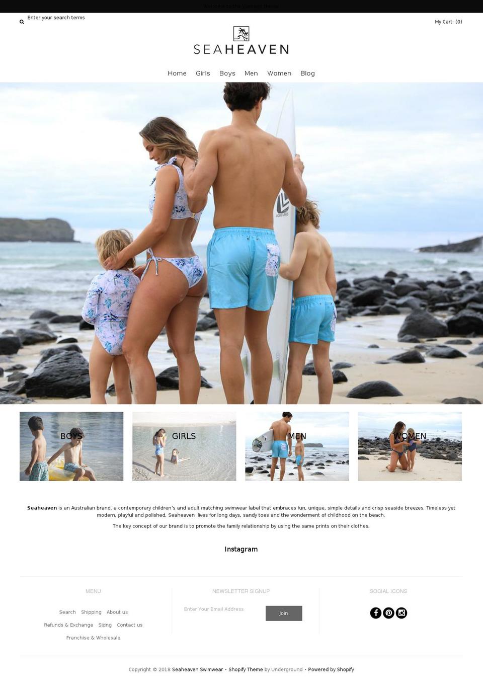 seaheavenswimwear.com shopify website screenshot