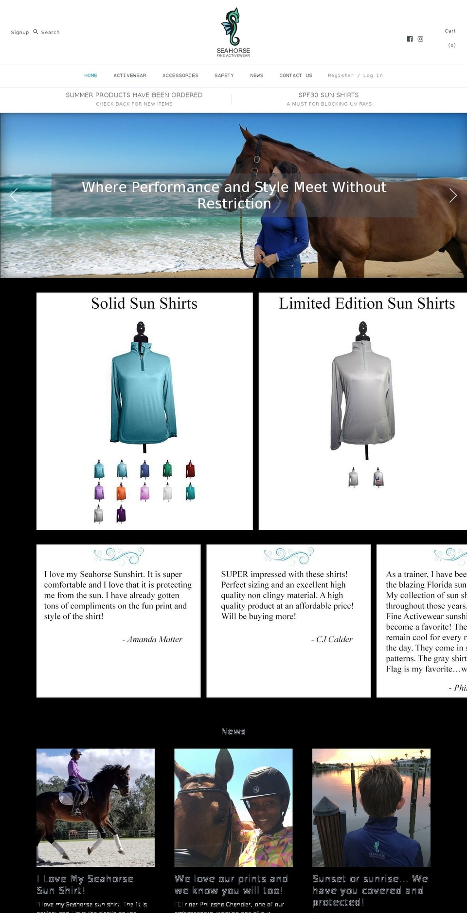 seahorse-activewear.myshopify.com shopify website screenshot