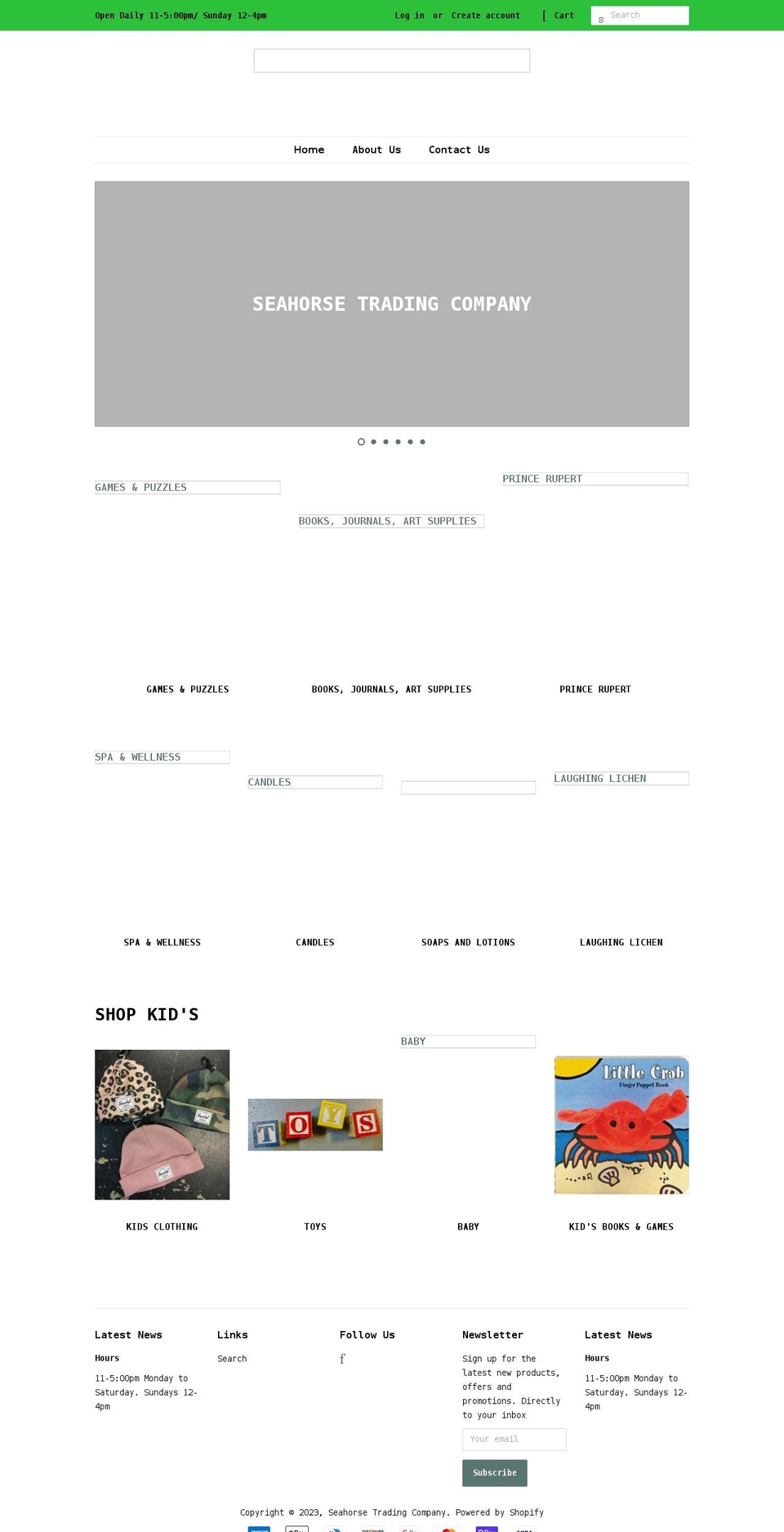 seahorsetradingcompany.com shopify website screenshot