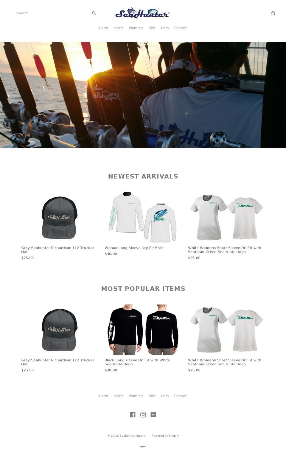 seahunterapparel.com — Shopify storefront screenshot