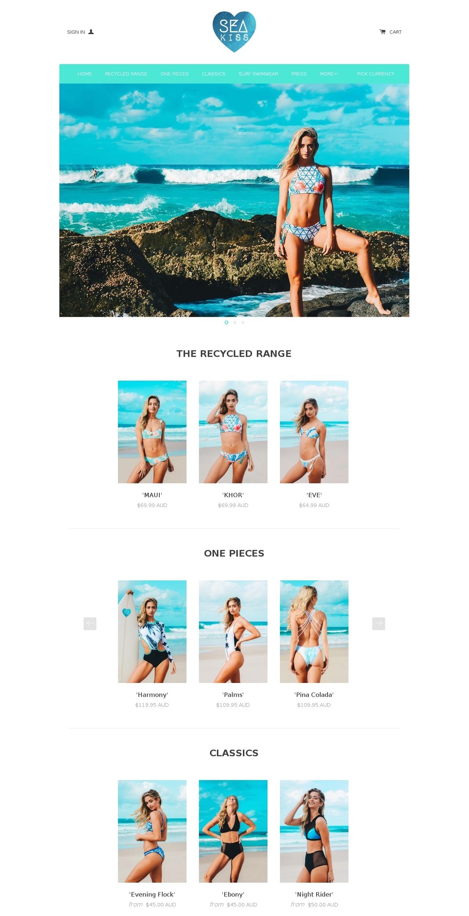 seakiss.com.au shopify website screenshot