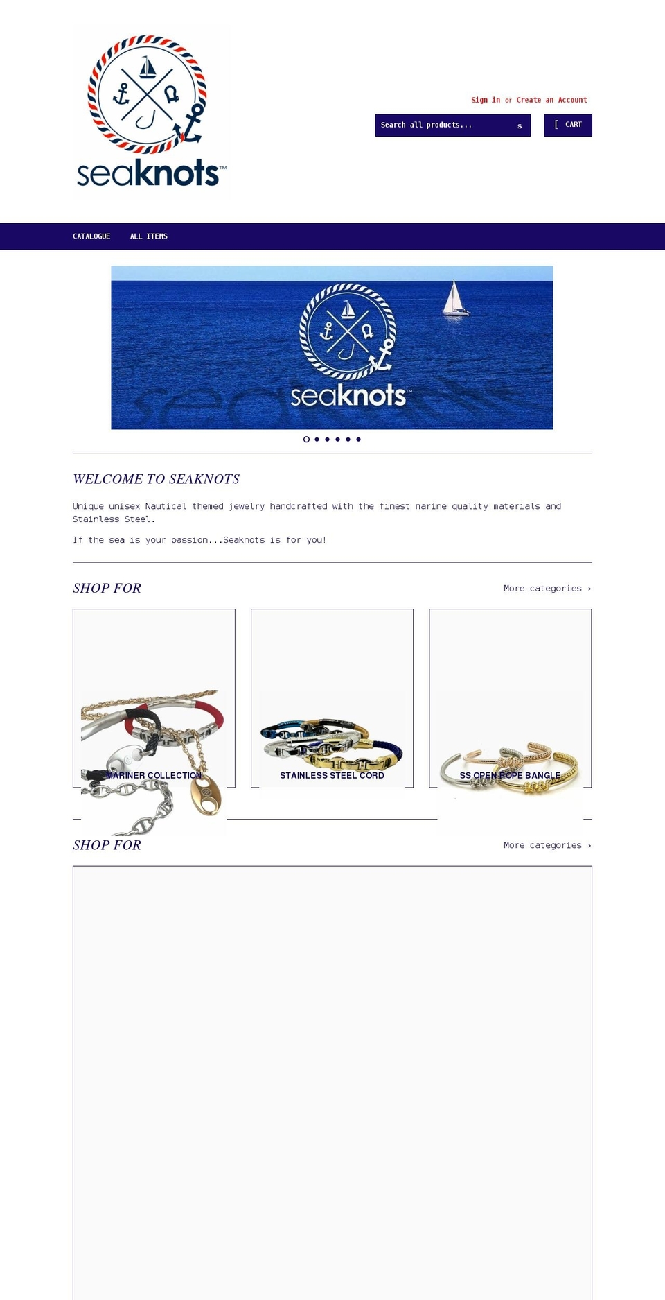 seaknotsbracelets.com shopify website screenshot