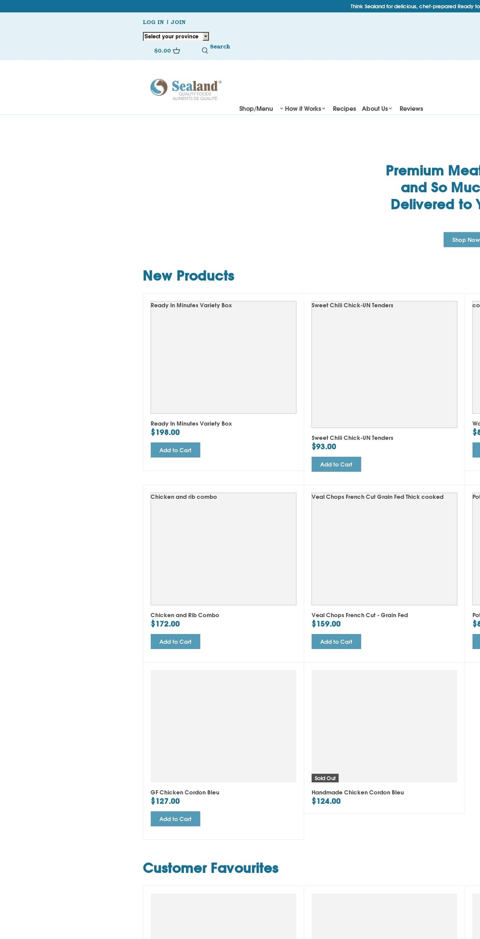 sealandqualityfoods.com shopify website screenshot