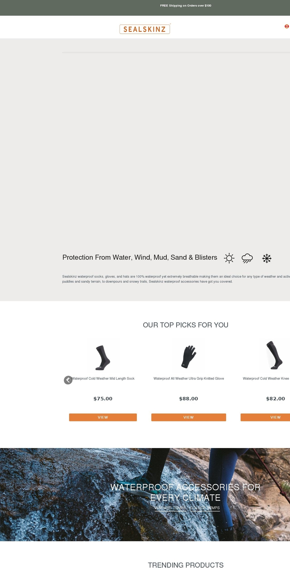 sealskinz.ca shopify website screenshot