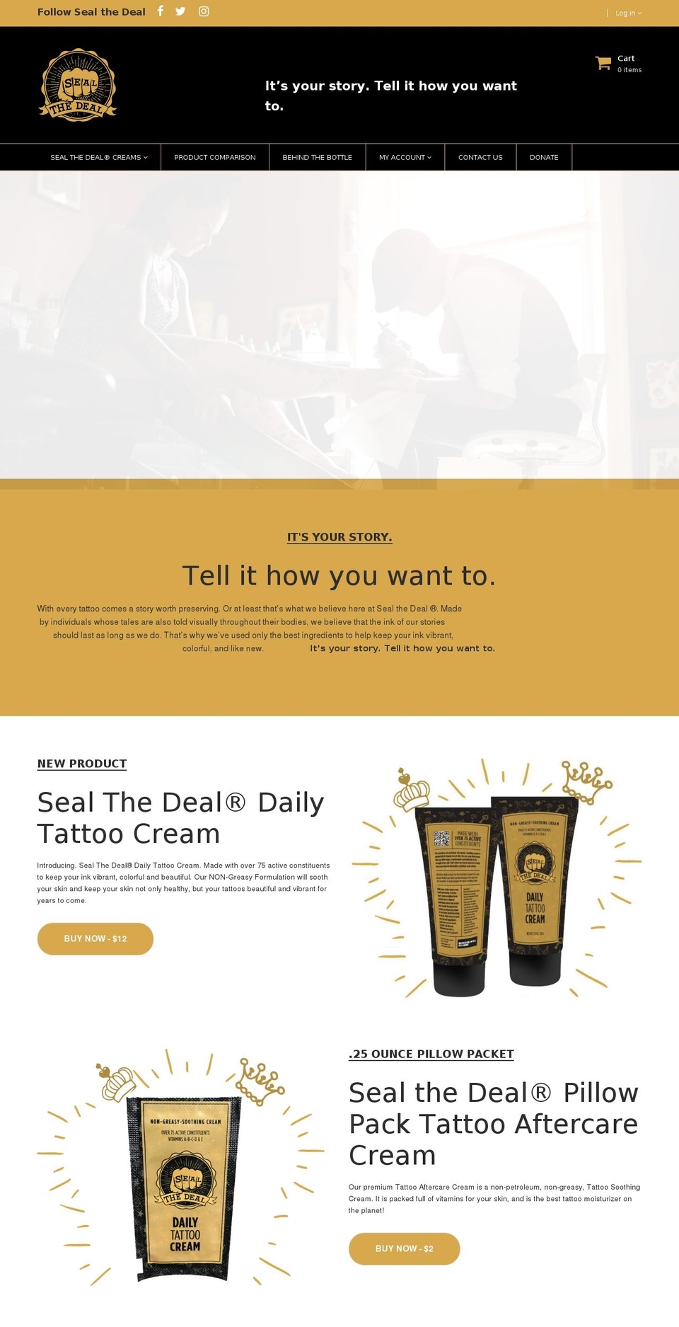 sealthedealtattoo.com — Shopify storefront screenshot
