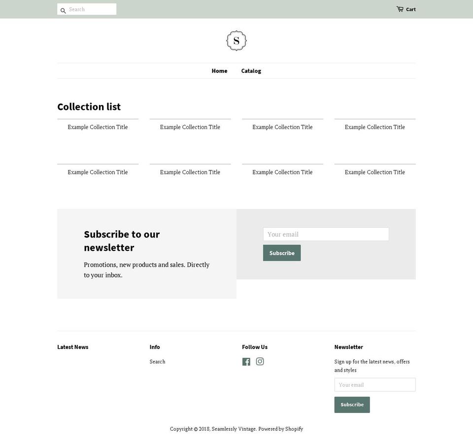 seamlesslyvintage.com — Shopify storefront screenshot