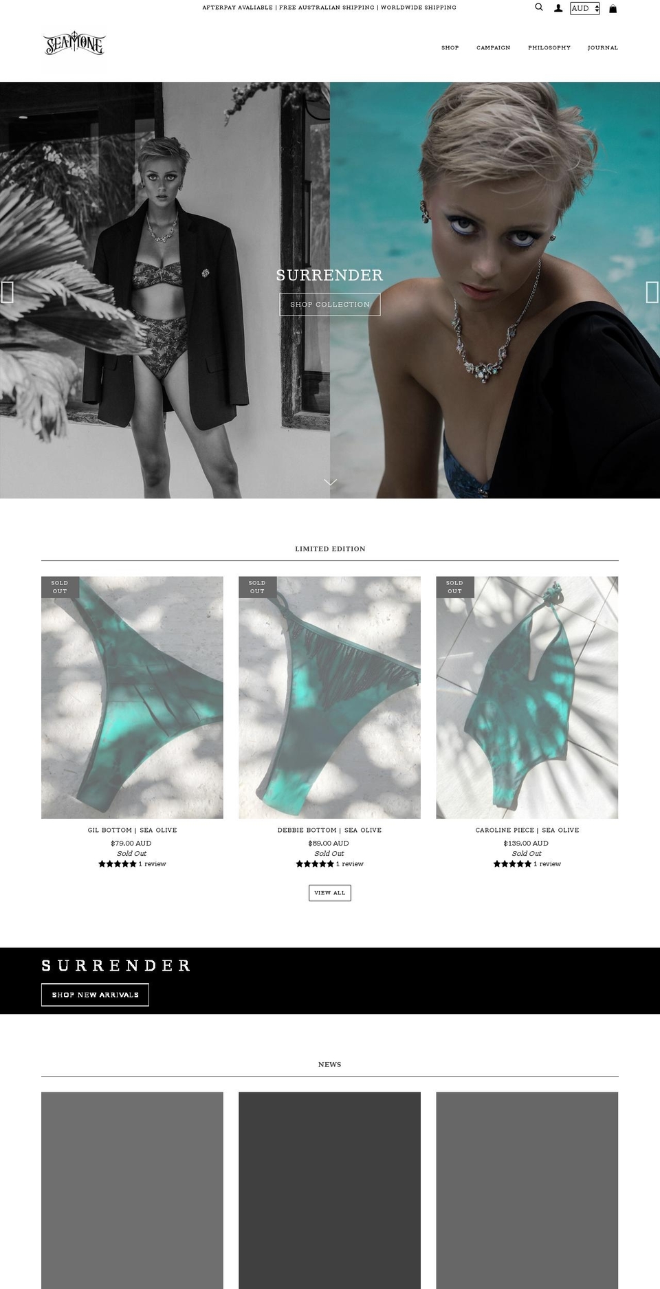 seamone.com.au shopify website screenshot