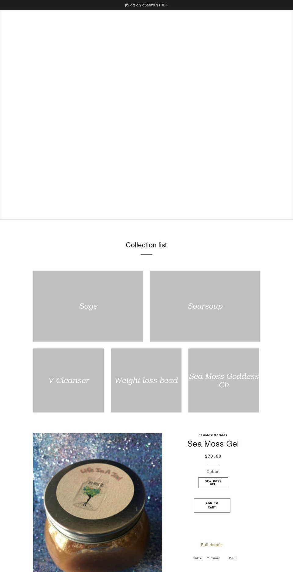 seamossgoddess.com shopify website screenshot