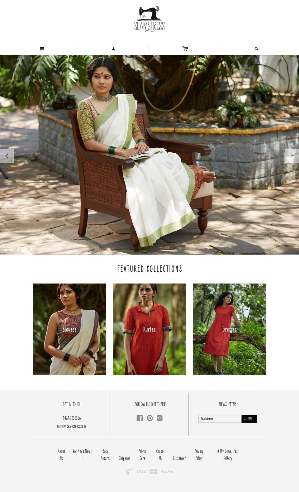 seamstress.co.in shopify website screenshot