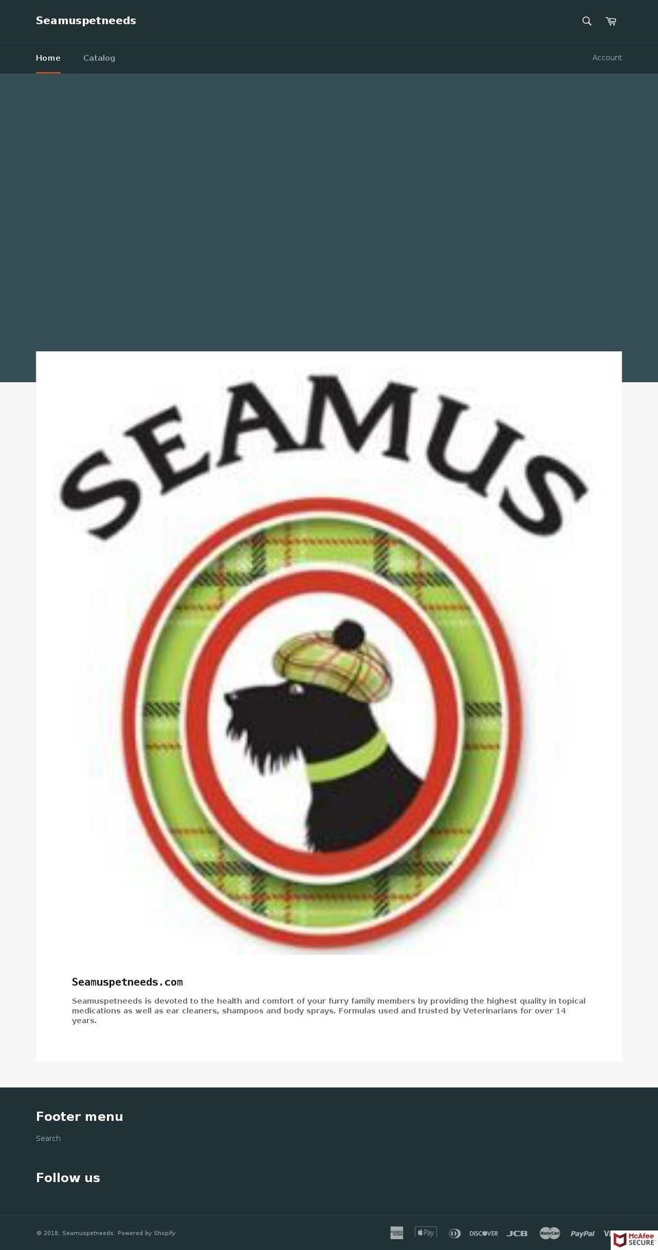 seamuspetneeds.com — Shopify storefront screenshot