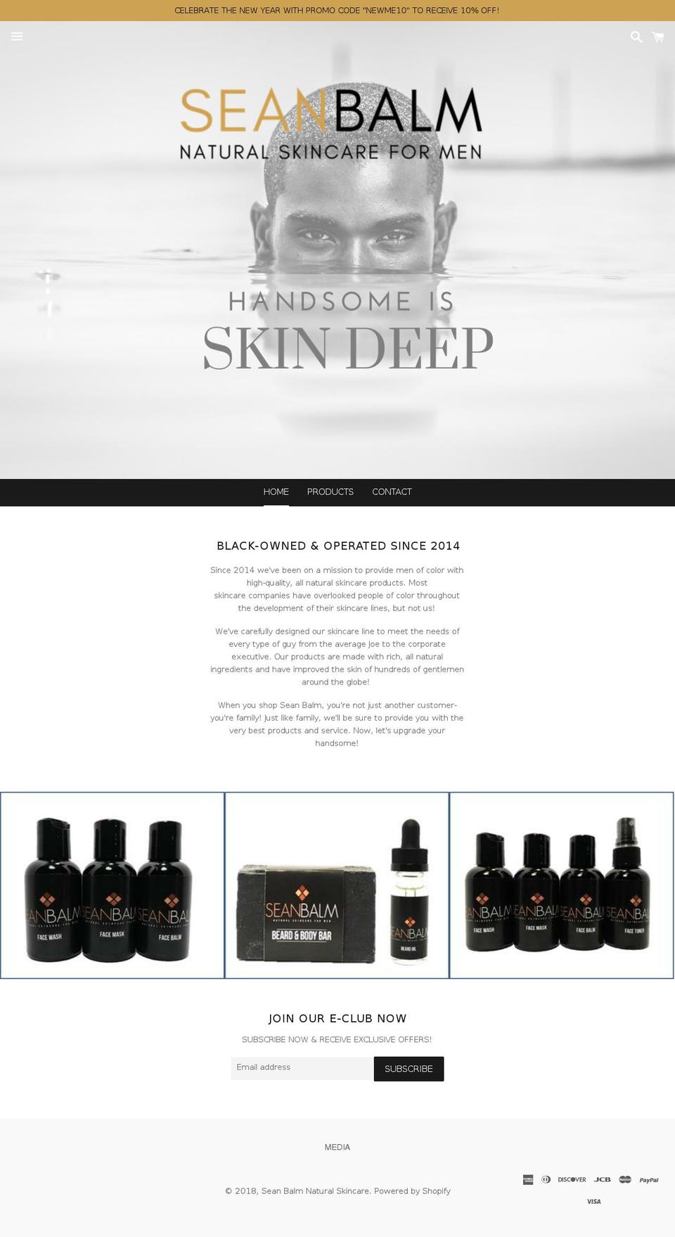 seanbalm.com — Shopify storefront screenshot