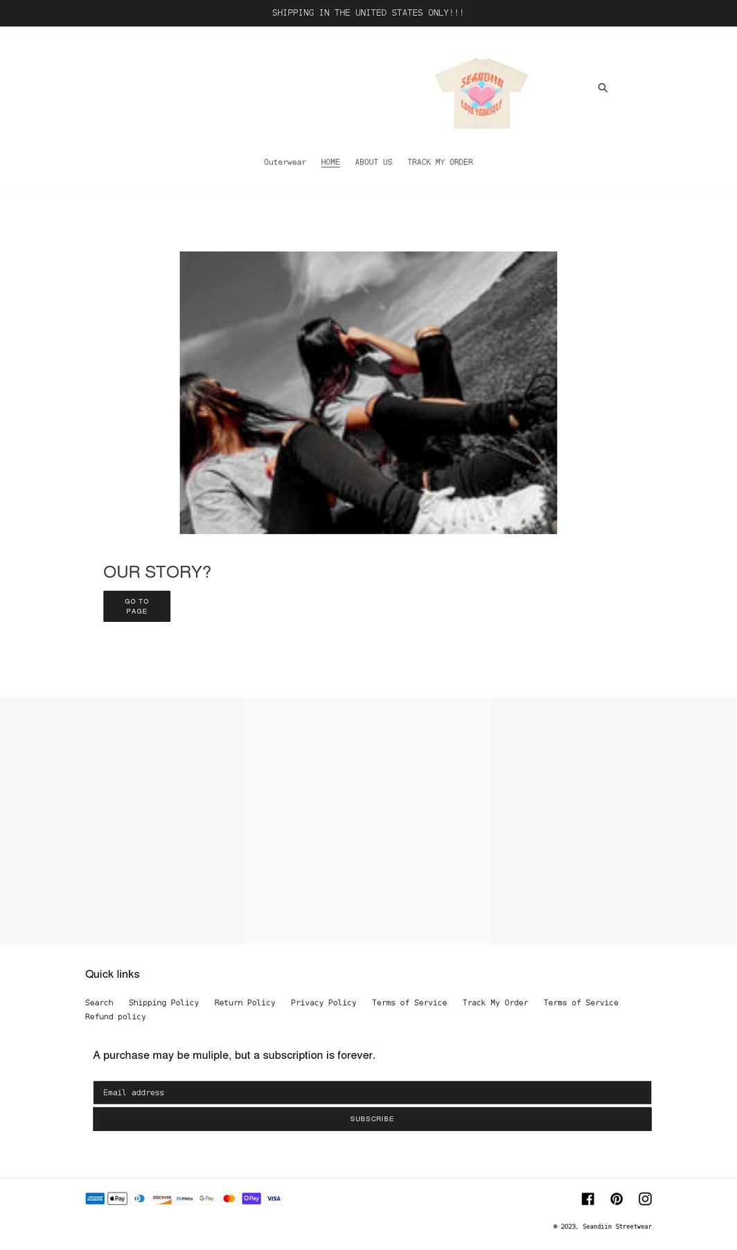 seandiin.com shopify website screenshot