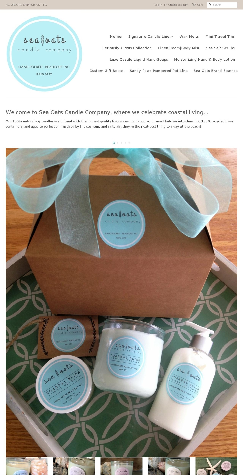 seaoatscandlecompany.com — Shopify storefront screenshot