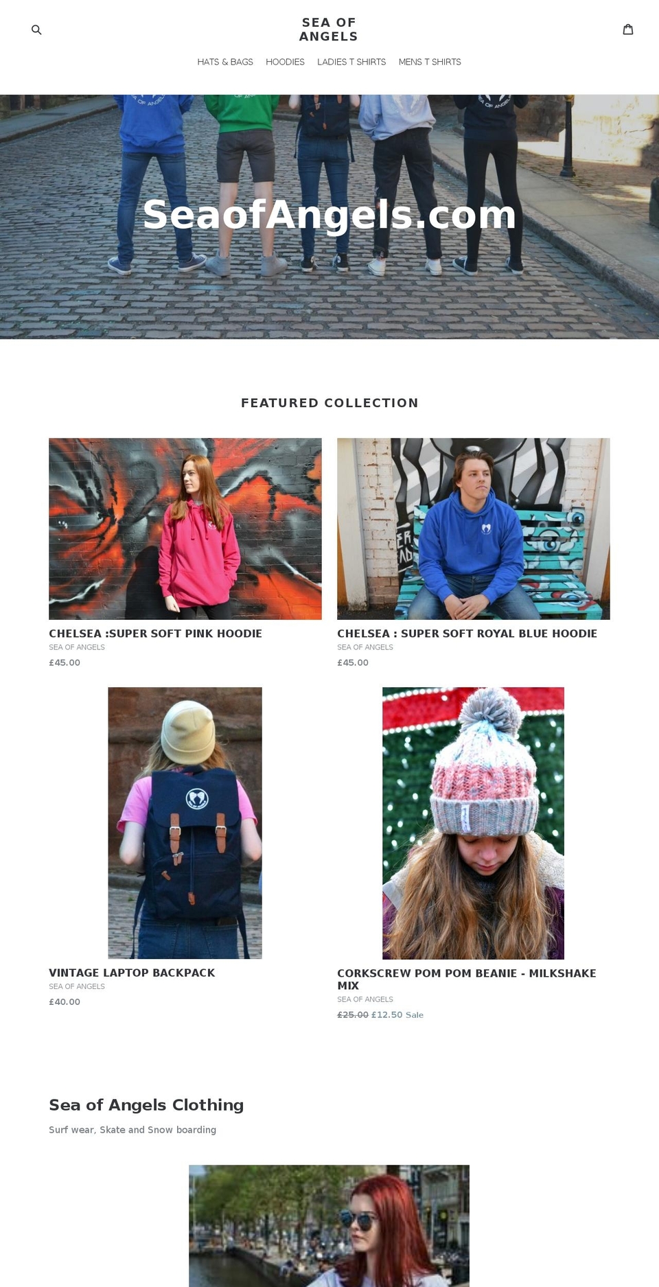 seaofangels.com — Shopify storefront screenshot