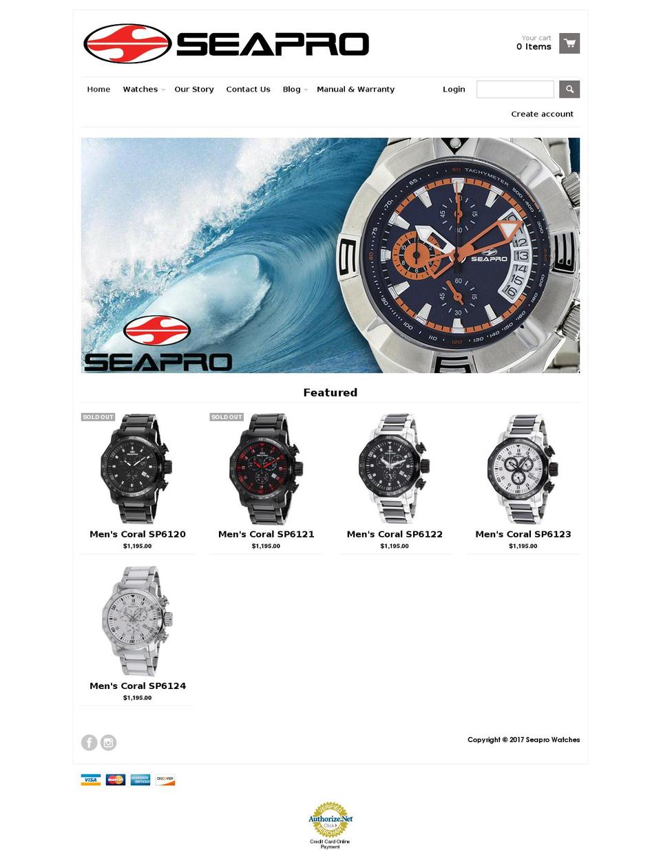 seaprowatches.com shopify website screenshot