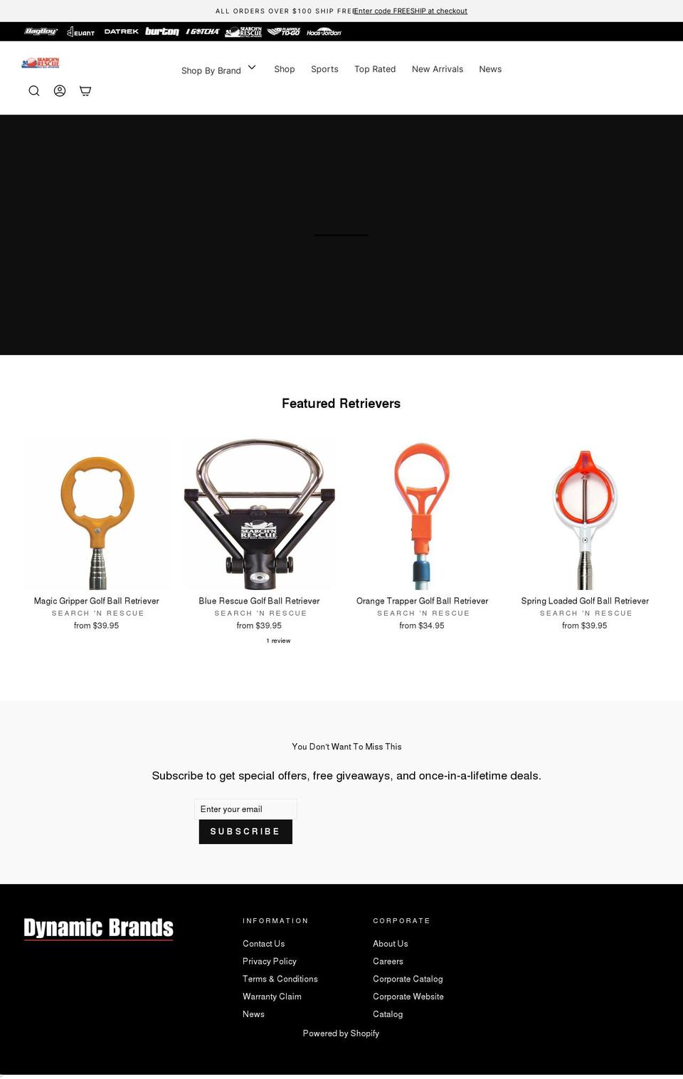 searchnrescuegolf.com shopify website screenshot
