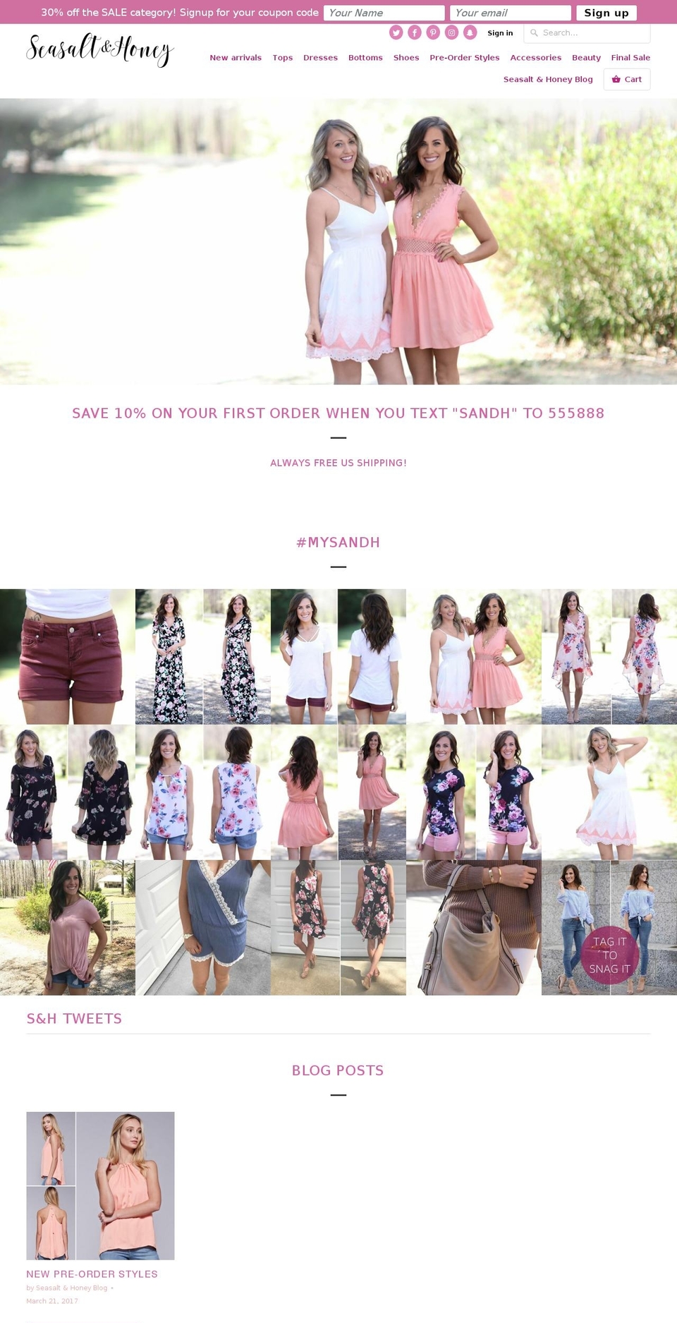 seasaltandhoney.com shopify website screenshot