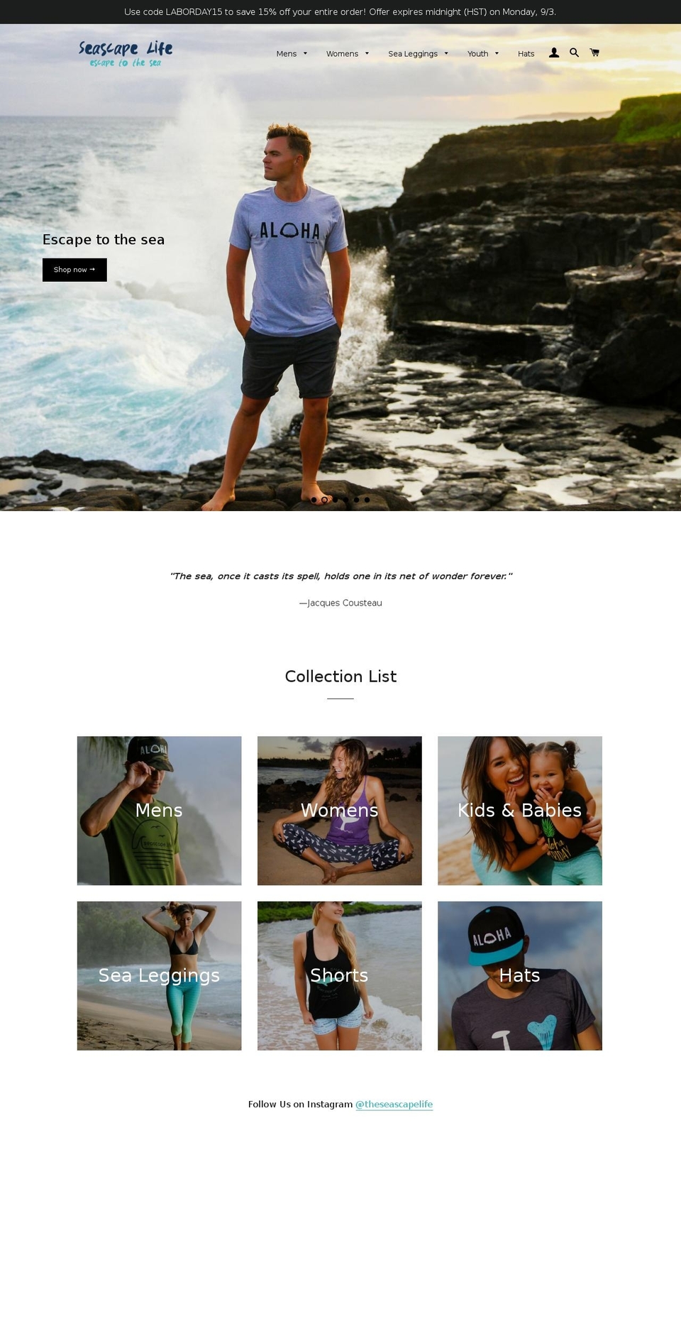 seascape.life shopify website screenshot