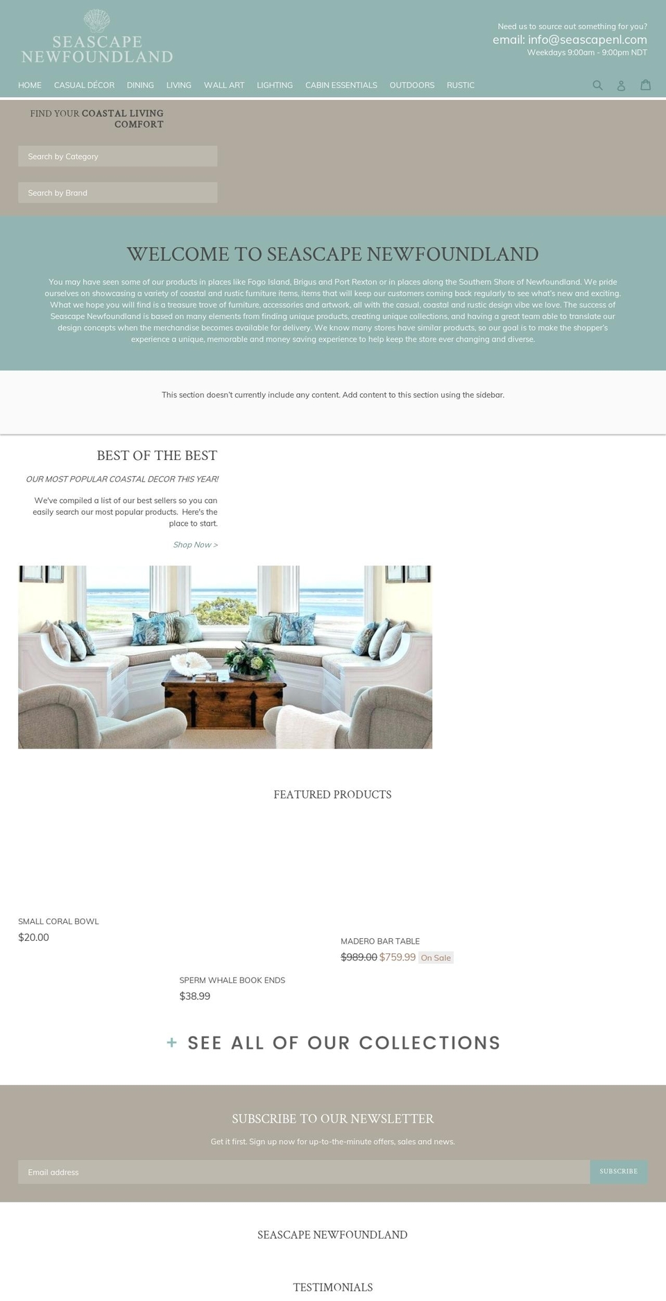 dsl-premium Shopify theme site example seascapenl.ca