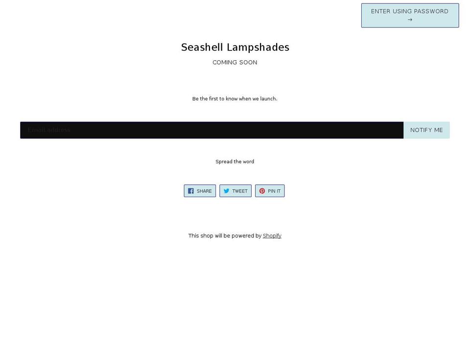 seashelllampshades.com shopify website screenshot