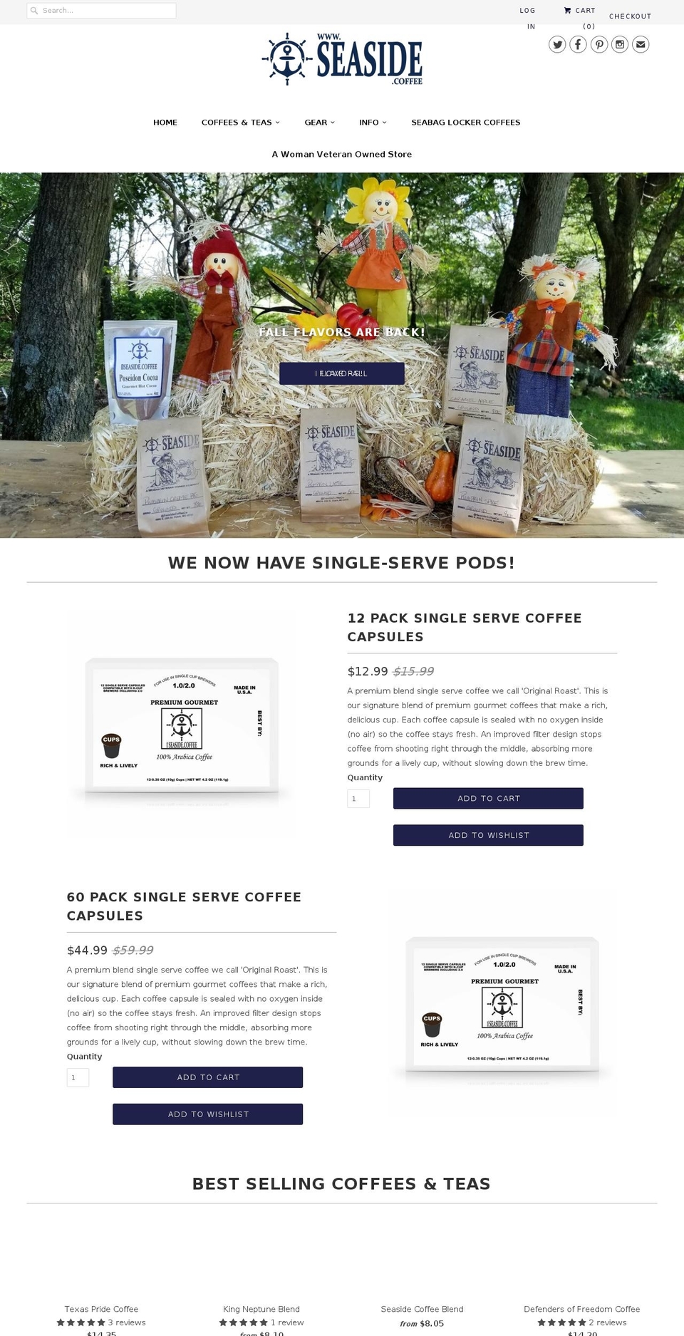 seaside.coffee shopify website screenshot