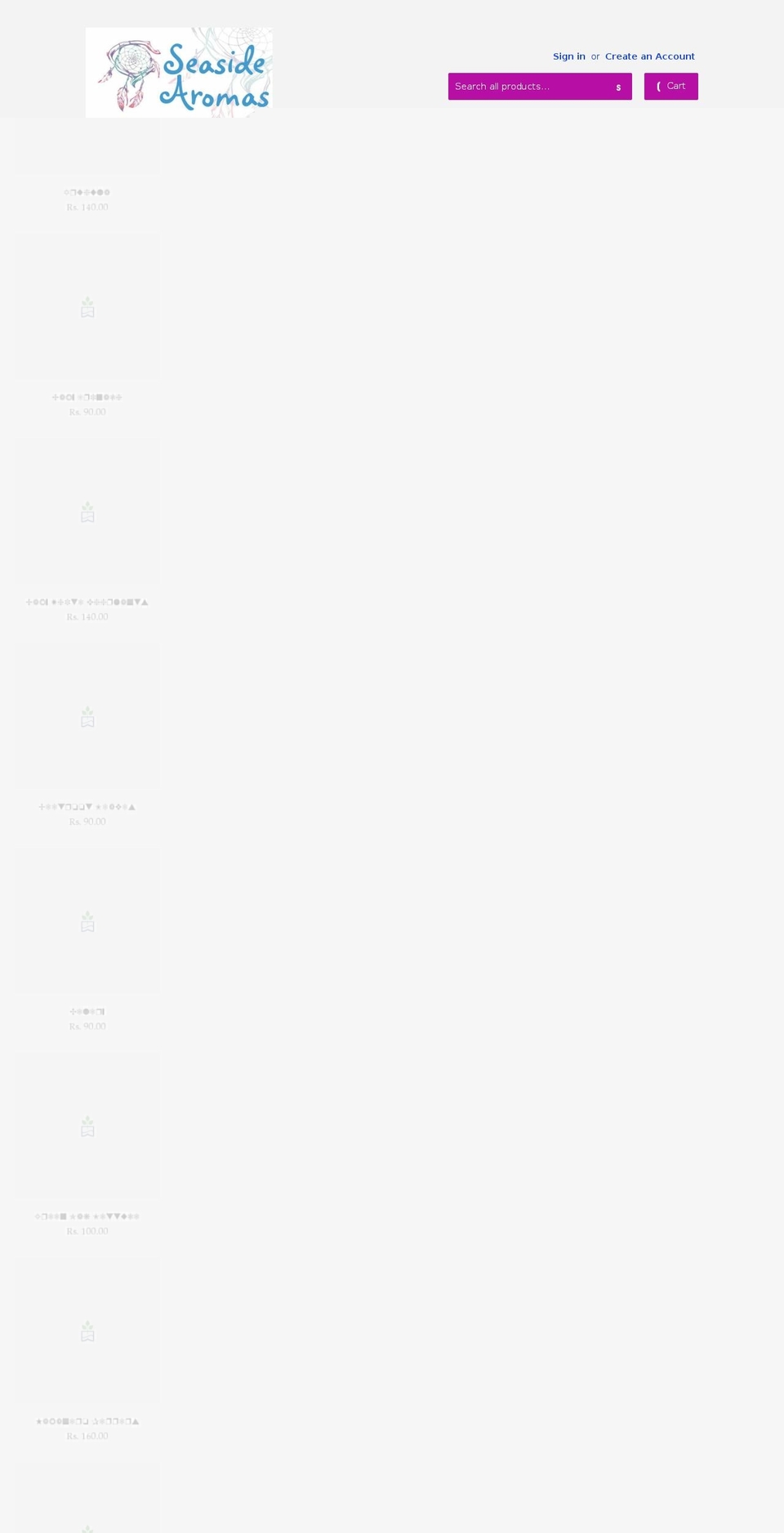 seasidearomas.com.au shopify website screenshot