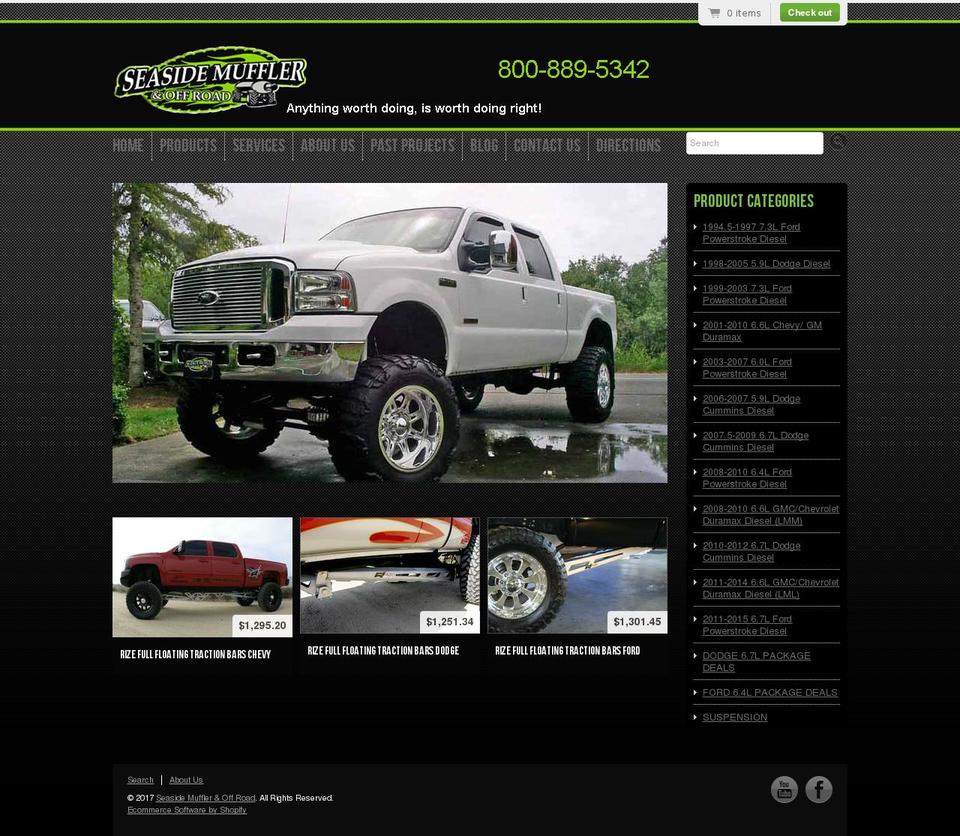 seasidemuffleroffroad.com shopify website screenshot
