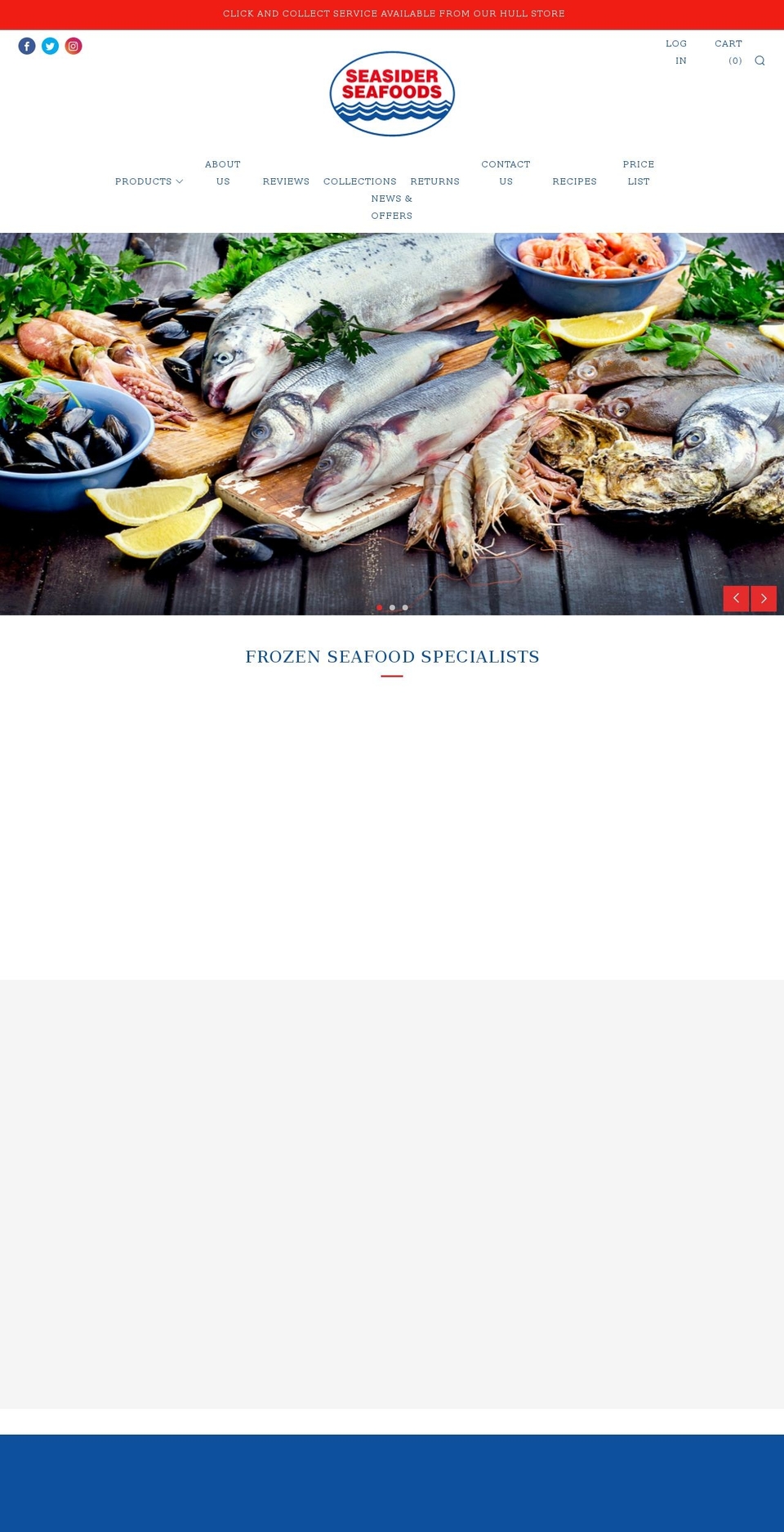 seasiderseafoods.co.uk shopify website screenshot