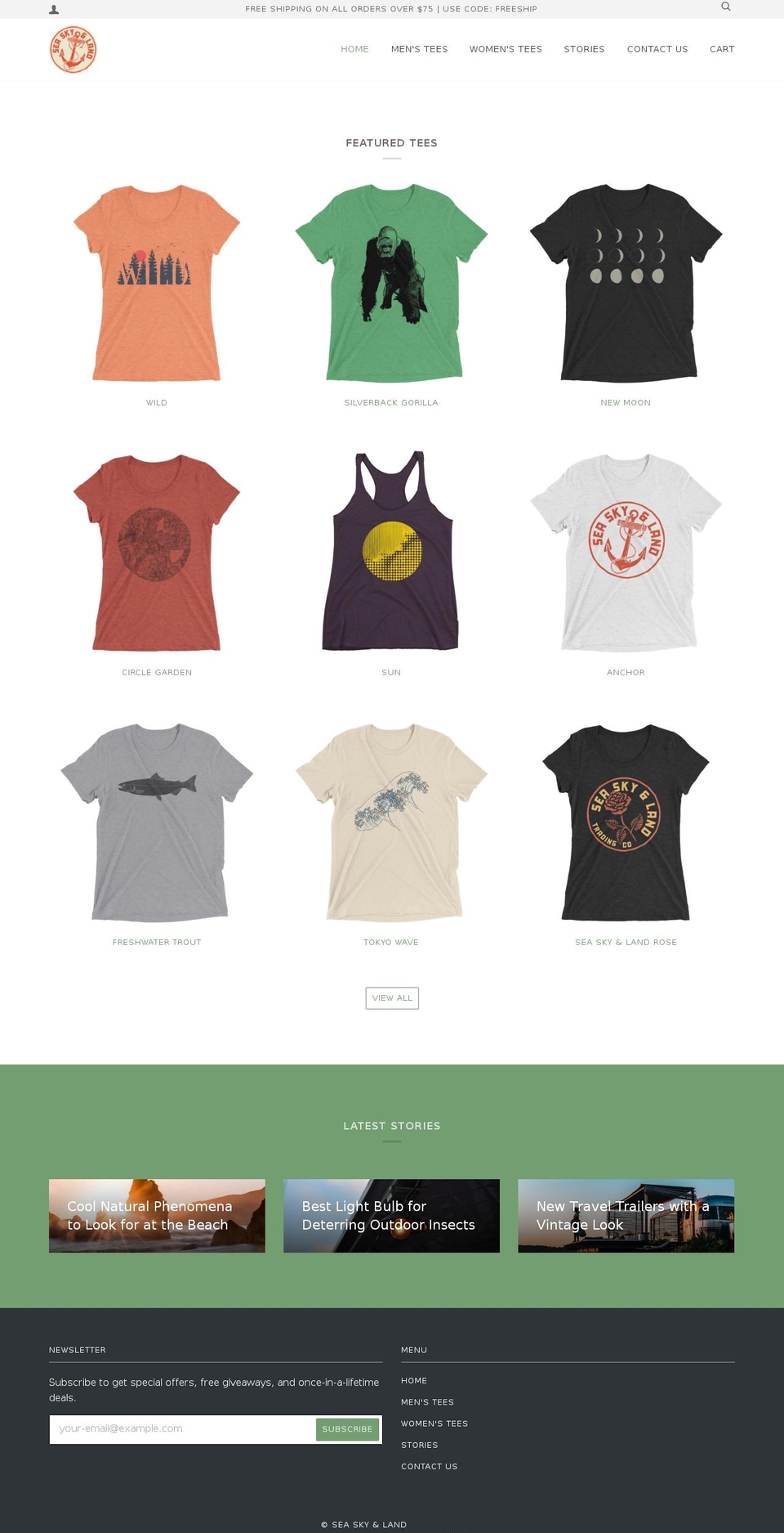 seaskyandland.com — Shopify storefront screenshot
