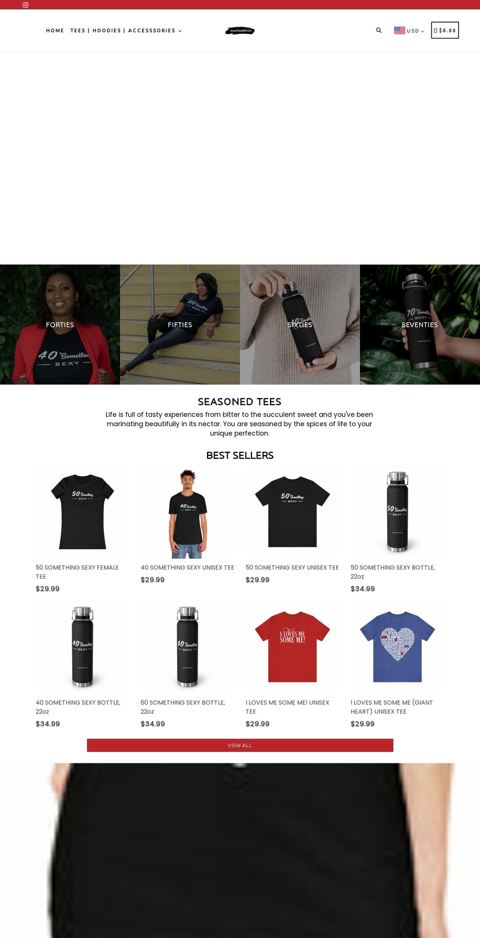 seasonedteesbymcb.store shopify website screenshot