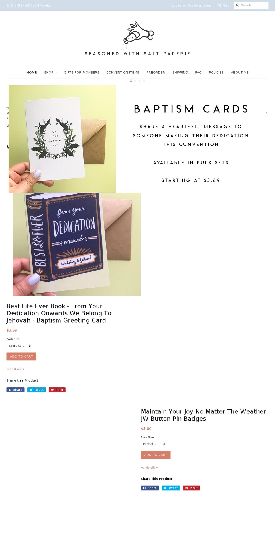 seasonedwithsaltpaperie.com shopify website screenshot