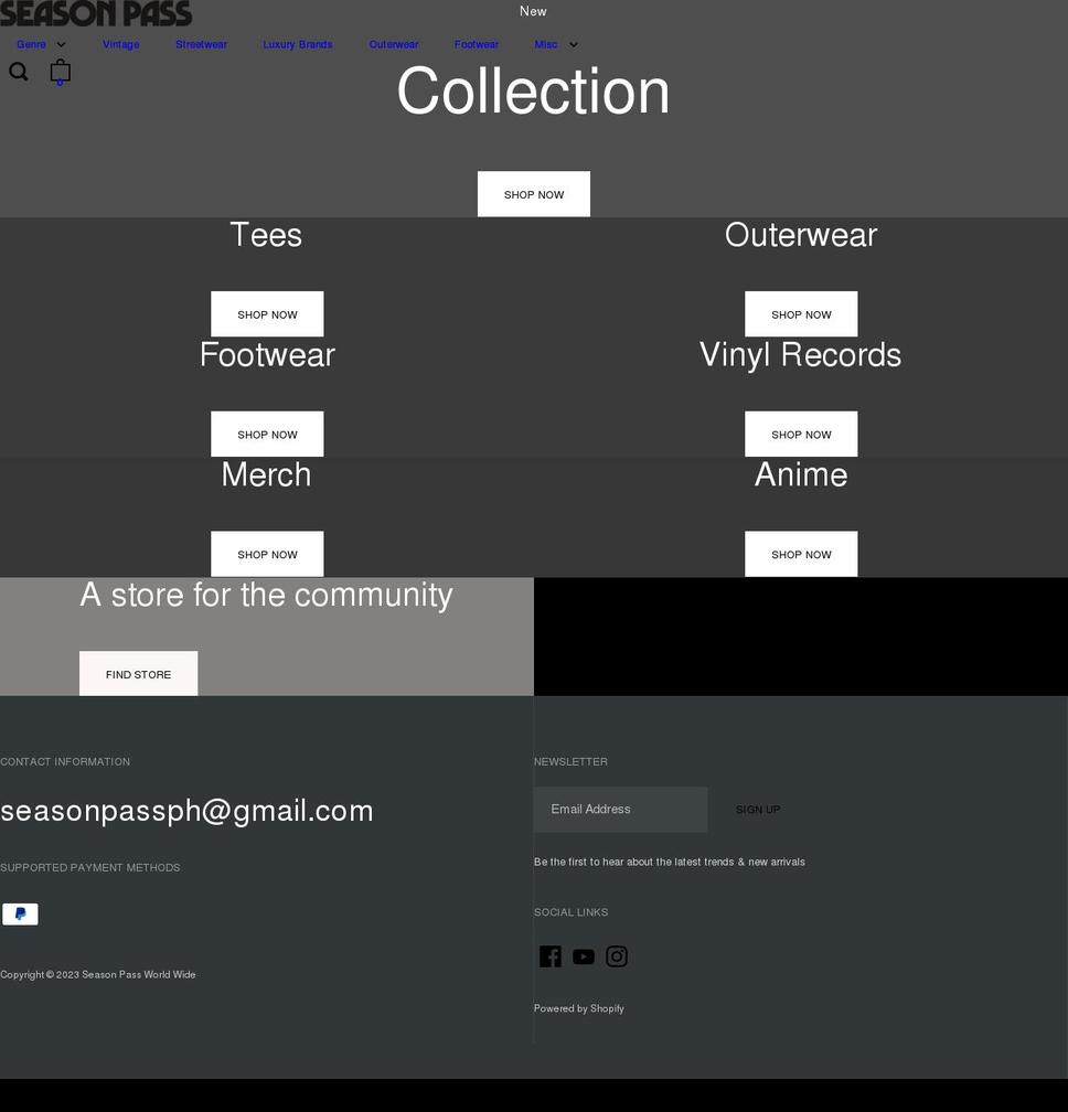seasonpassworldwide.store shopify website screenshot