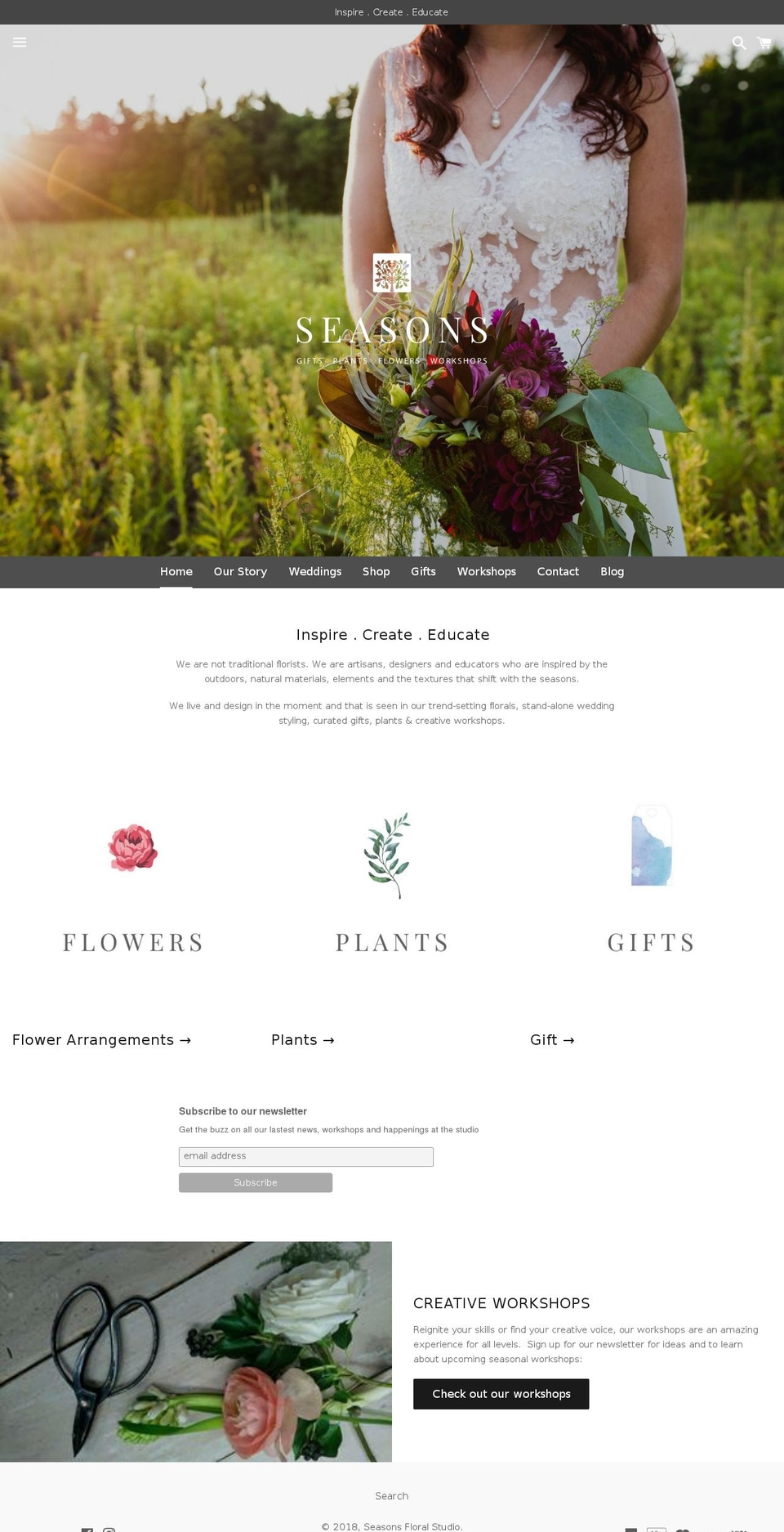 seasonsfloralstudio.com shopify website screenshot