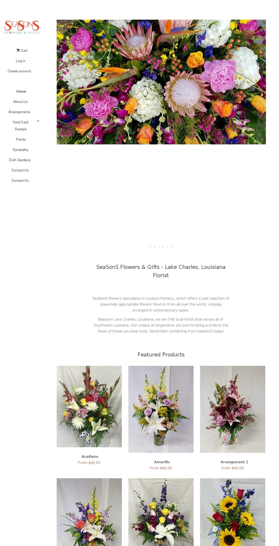 seasonsflowers.biz shopify website screenshot