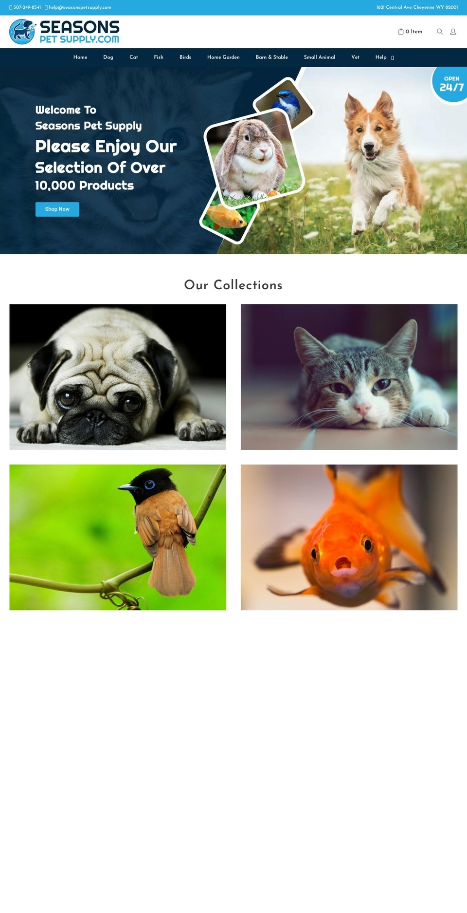 seasonspetsupply.com shopify website screenshot