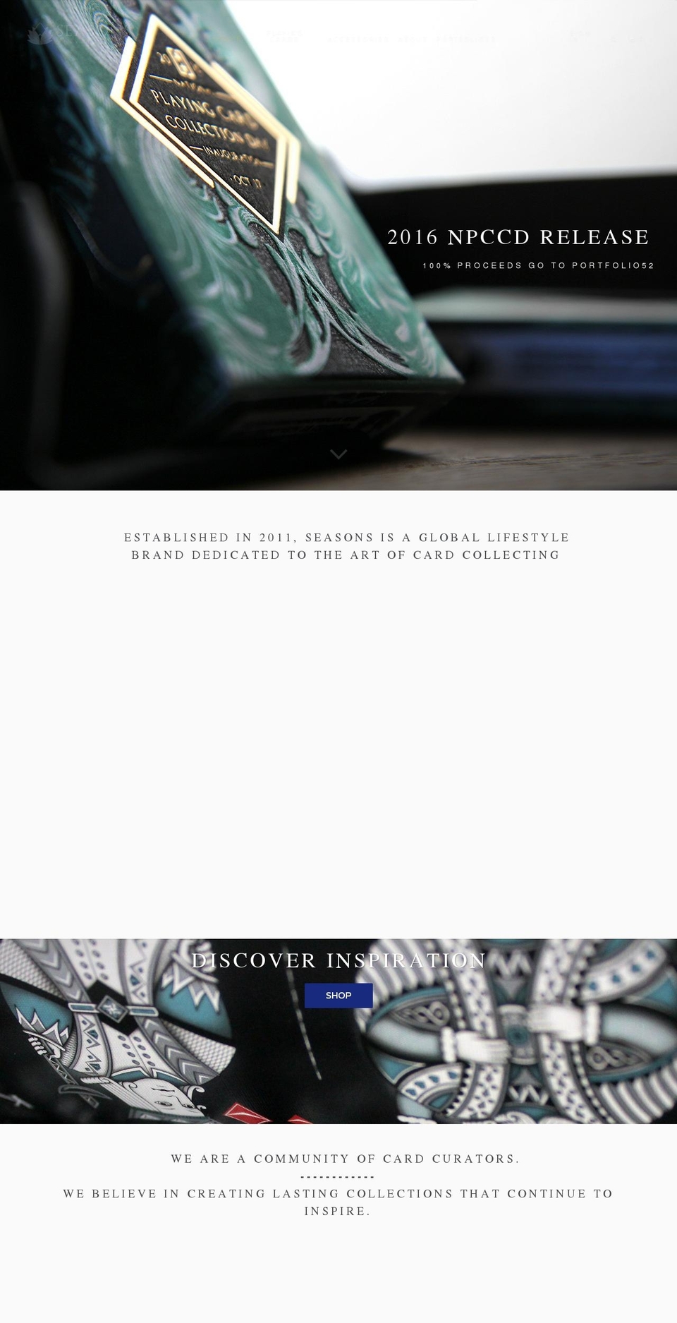 seasonsplayingcards.com shopify website screenshot