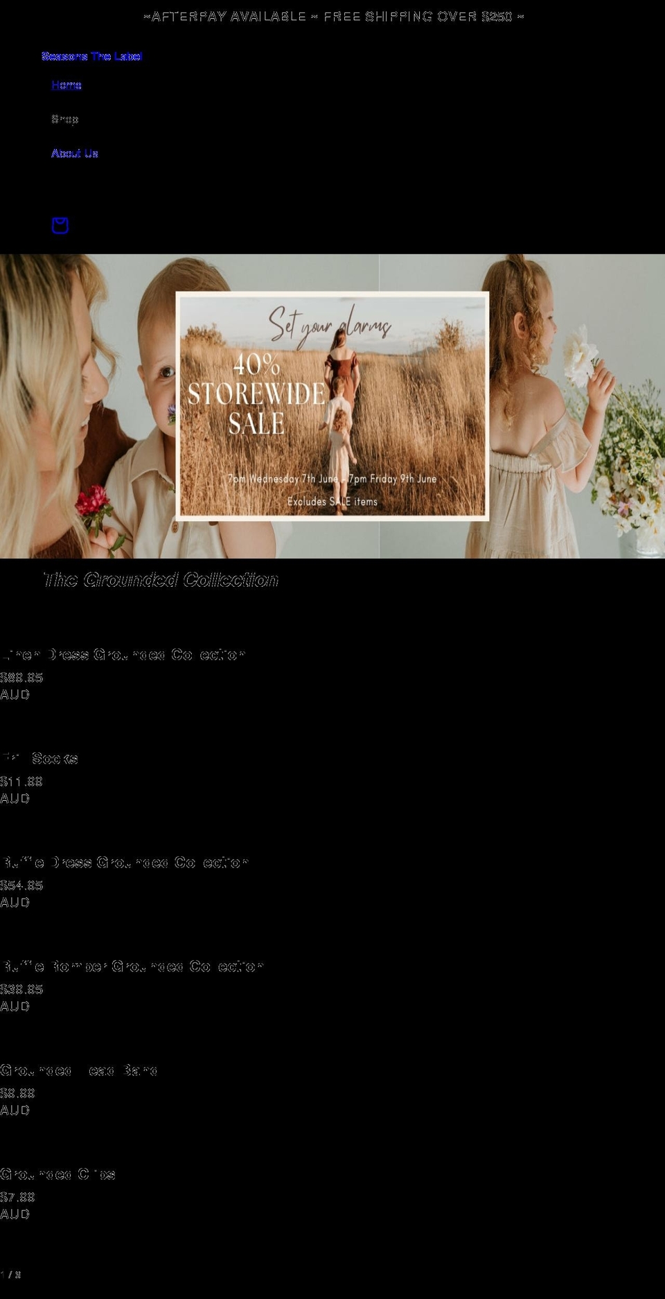 seasonsthelabel.com shopify website screenshot