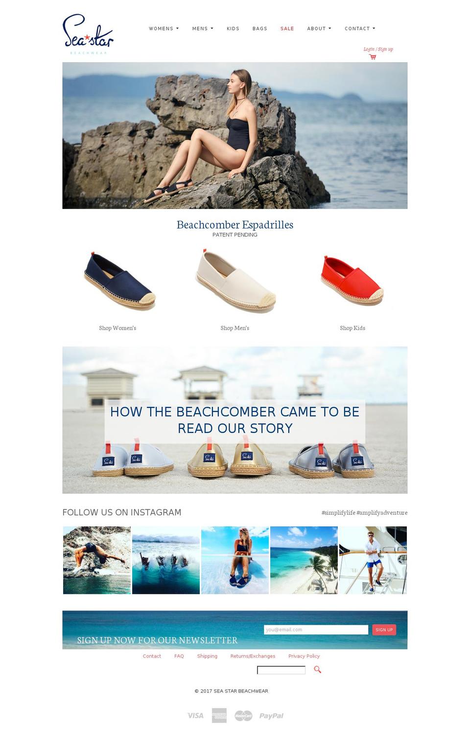 seastarbeachwear.com shopify website screenshot