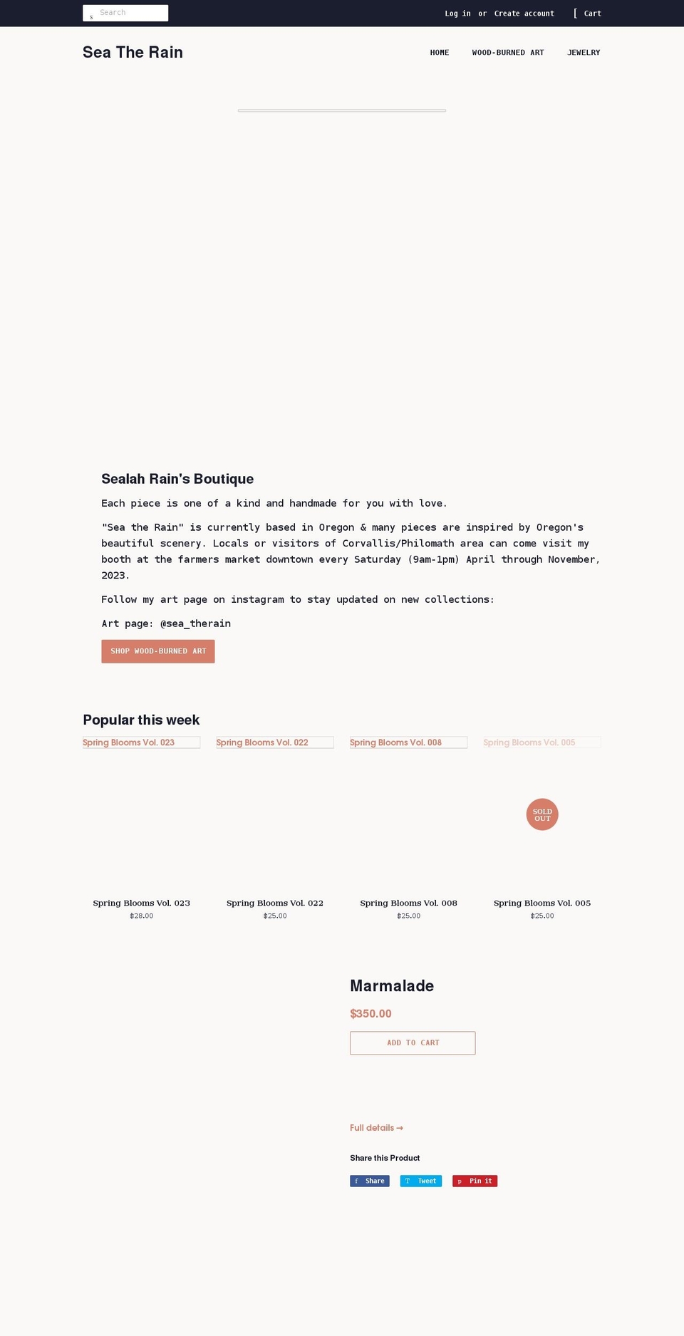 seatherain.com shopify website screenshot